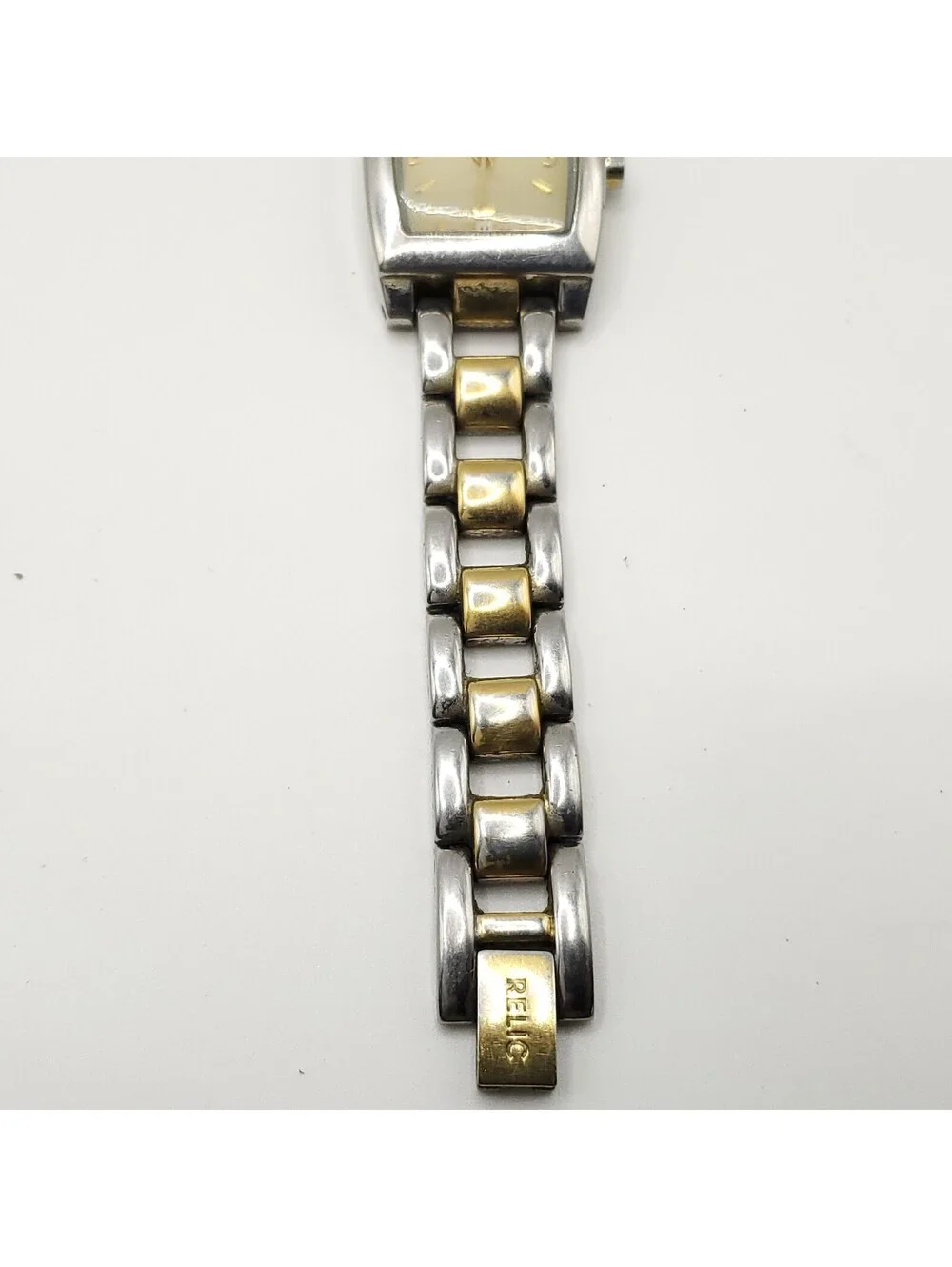 Relic By Fossil Square Womens Watch 22mm Gold Date Dial New Battery